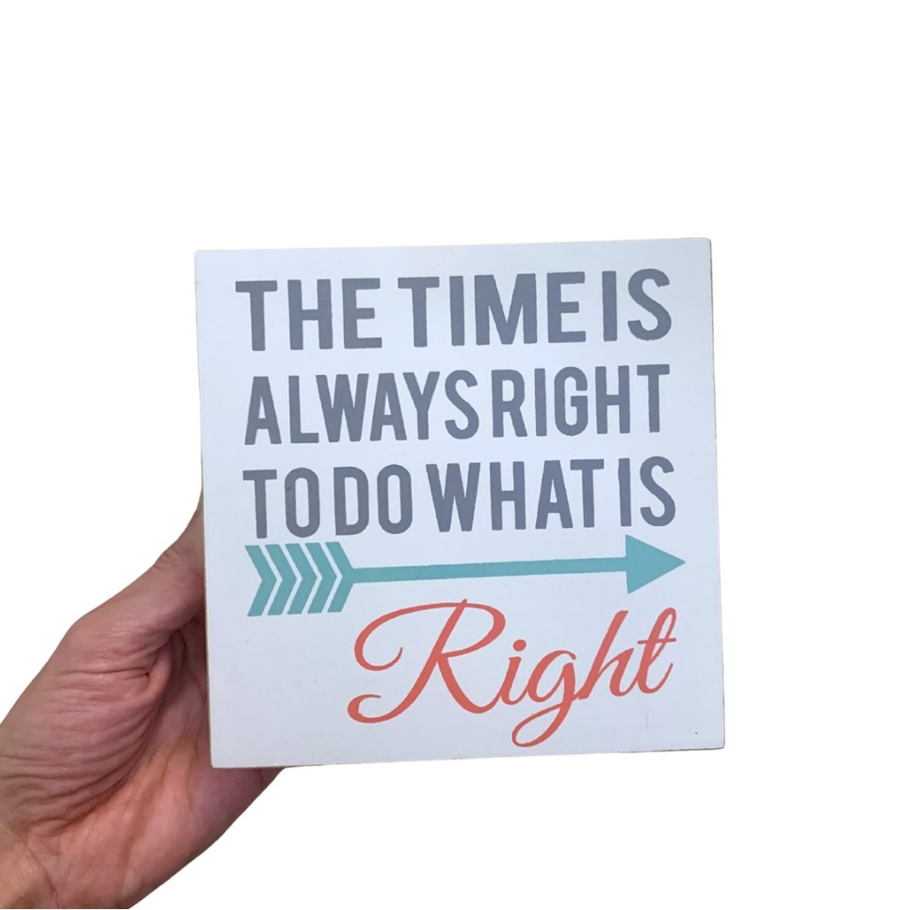 2/$30 Adams & Co Do What Is Right Square Wood Sign White Multicolor Wall Decor